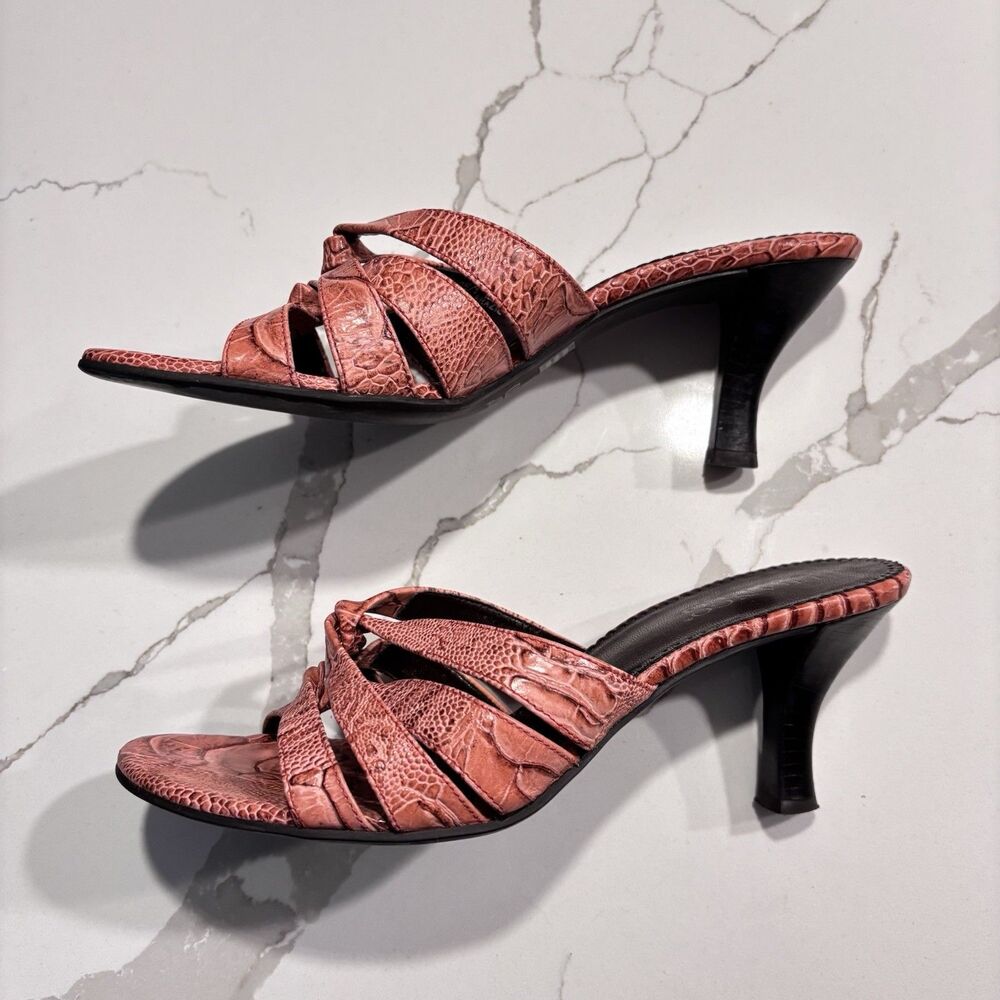 Franco Sarto Coral Snake Embossed Slide Slip on Sandals Heels Women's Size 8M - Picture 2 of 12